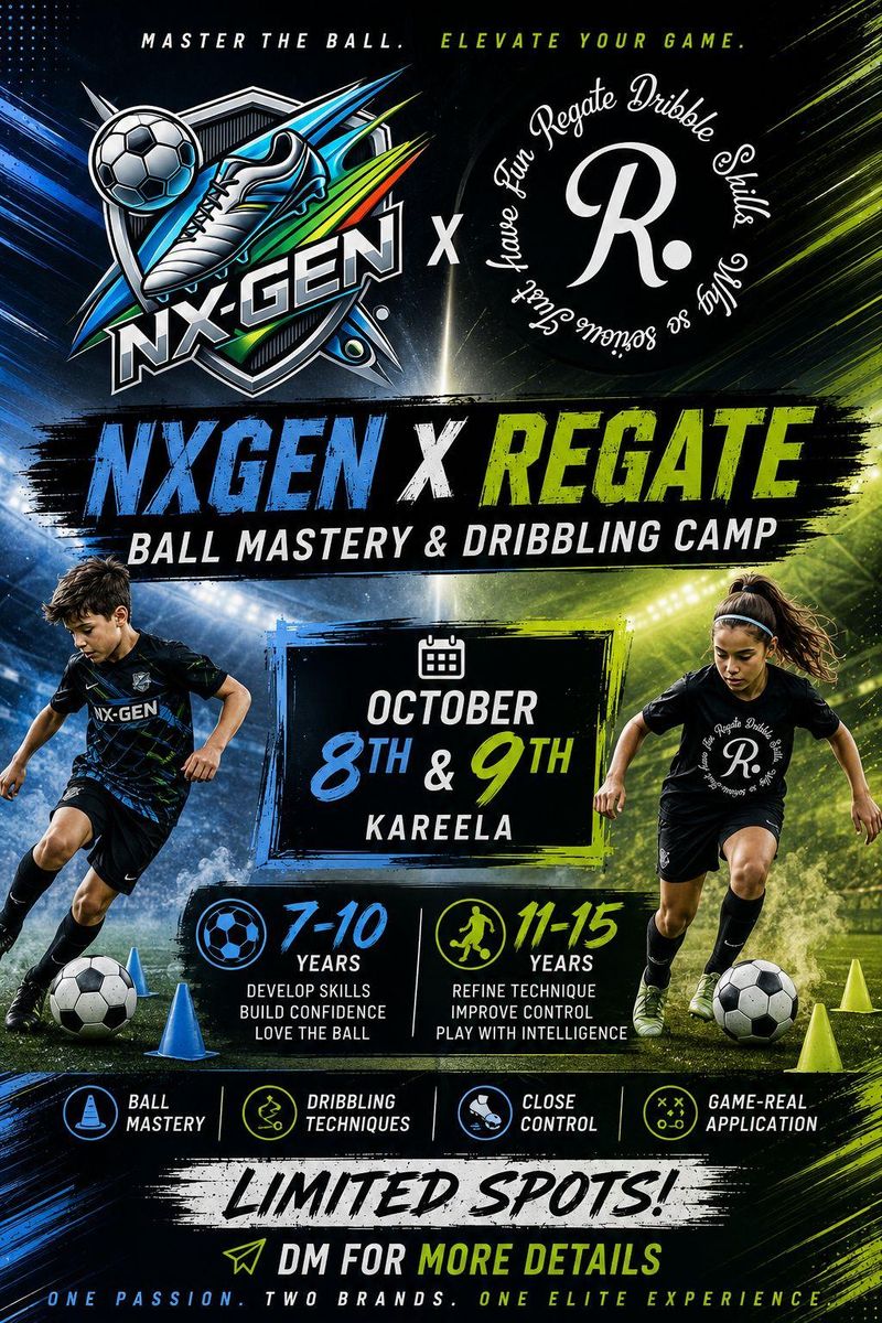 NXGEN × Regate ball mastery and dribbling camp in Kareela, Sydney, on 8–9 October 2026 for ages 7–10 and 11–15.